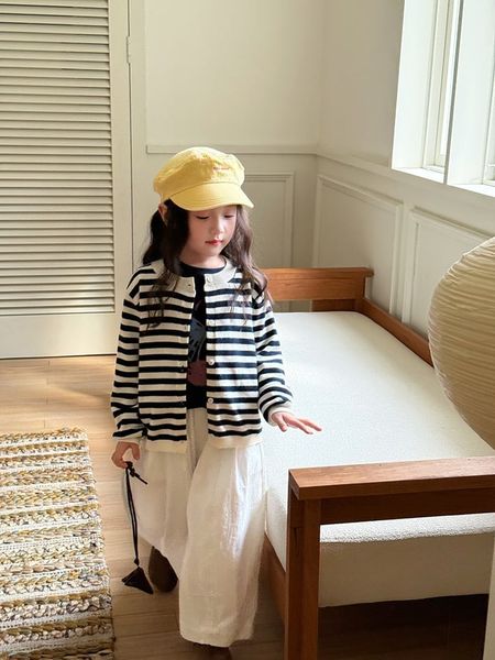 AK41 - Cardigan len AMBB trơn, kẻ nhiều màu cho bé gái size 90-160