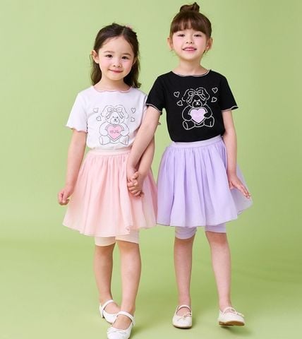 BBG36 - Bộ Bebezoo áo thun cổ viền + quần váy 2 màu BG size 100-140