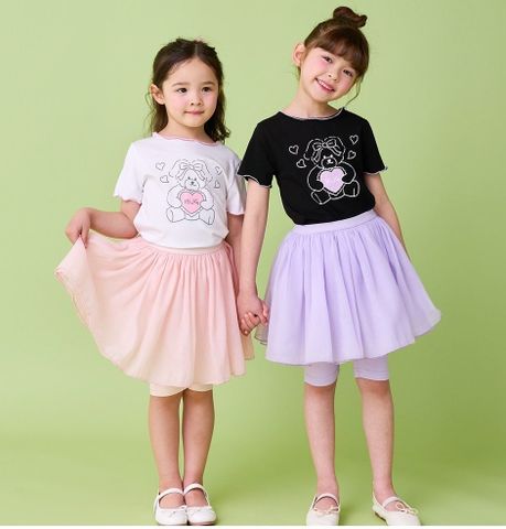 BBG36 - Bộ Bebezoo áo thun cổ viền + quần váy 2 màu BG size 100-140