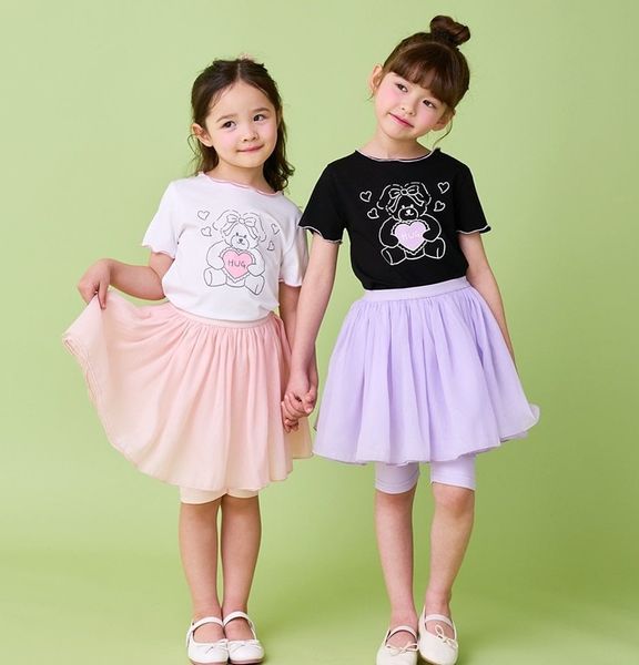 BBG36 - Bộ Bebezoo áo thun cổ viền + quần váy 2 màu BG size 100-140