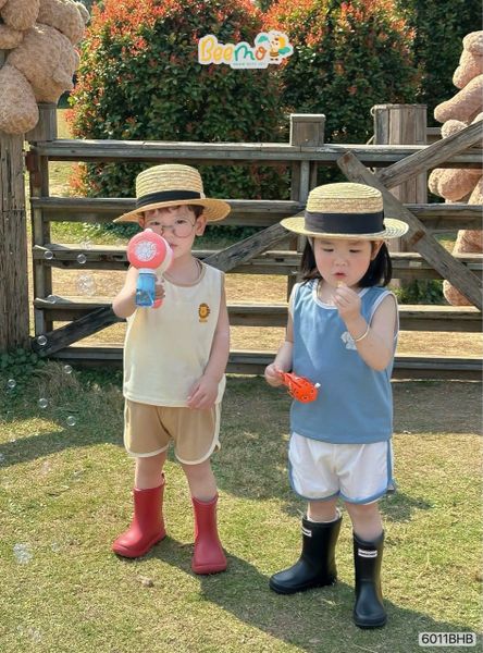 6011BHB - Bộ cotton áo tanktop phối cổ Beemo size 1-5y