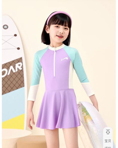 08 - Bộ bơi GRN dài tay dáng váy liền quần 2 màu BG size 110-160