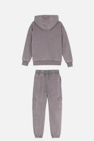 BBG23 - Bộ nỉ bông Disney dòng Đại màu ghi khói Stitch cho bé gái size 7 - 15y