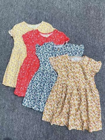 V00050 - Váy lanh hoa nhí nhiều màu BG size 2-14y
