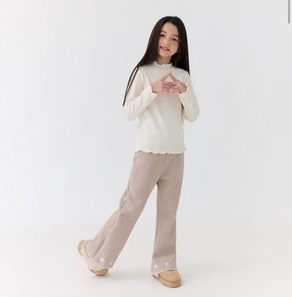 QBG03 - Quần nỉ len bebezoo ống loe thêu trái tim nhiều màu cho bé size 100-160