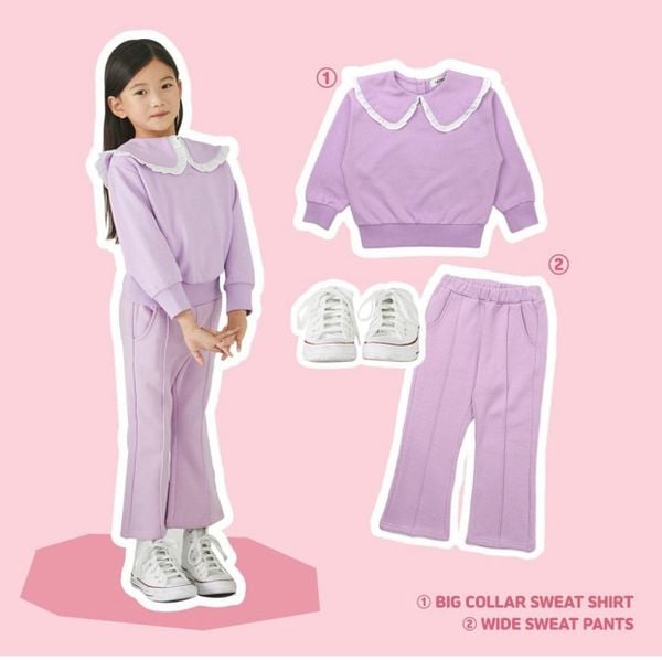 ABG44 - Áo nỉ da cá L.C cổ sen phối bèo trắng 3 màu size 100 - 160