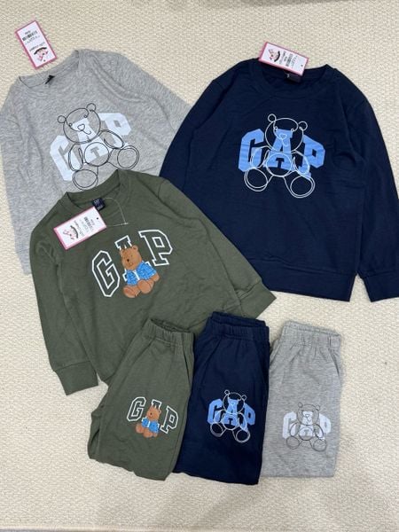 BBT16 - Bộ cotton vải dư in hình gấu cho bé size 1 - 8y