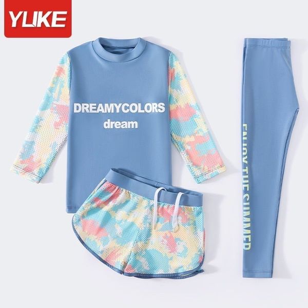 5564 - Set 3 chi tiết bộ bơi dài Yuke Dreamycolors Dream 2 màu xanh / hồng size L - 4XL