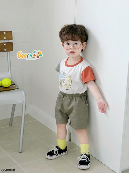 6048BHB - Bộ thun Beemo in con vật ngộ nghĩnh size 1-6y