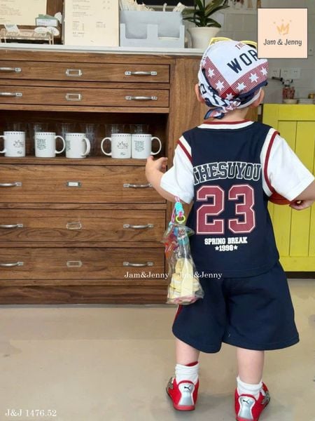 JJBCC.1476 - Set bộ Jam & Jenny màu navy 23 phối tay trắng size 2 - 12y
