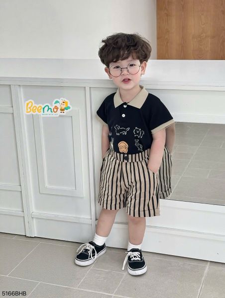 5166BHB - Bộ Beemo phối cổ quần thô size 1-6y