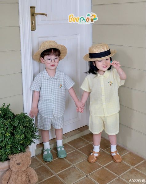 6010BHB - Bộ cotton kẻ Beemo size 1-5y