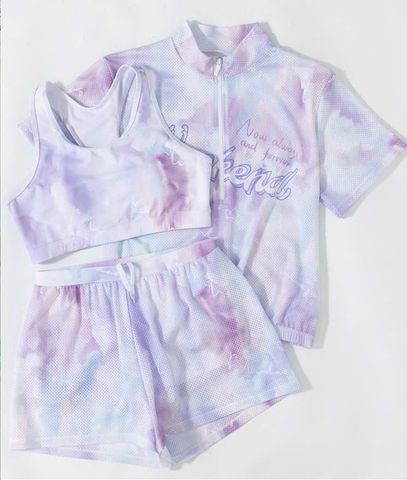 YY2450 - Bộ bơi YUKE 3 chi tiết áo lưới loang màu Weekend + Bra + Quần size XL - 6XL (120-170)