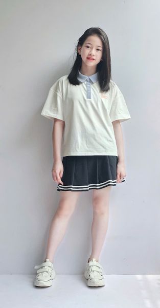 CVAY05 - Chân váy Beemon xếp ly viền kẻ cho bé gái 2 màu đen/navy size 120-160
