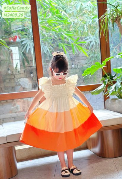 V00046 - Váy Mia Kids tiểu thư smock phối sắc màu BG size 1-10y