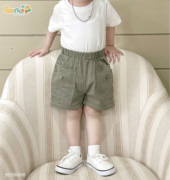 6026QHB - Quần short kaki Beemo túi kiểu bé trai size 1-6y