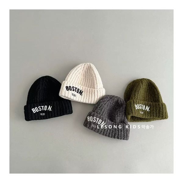 PK061 - Mũ len vành tròn Boston nhiều màu cho bé size 48-53cm