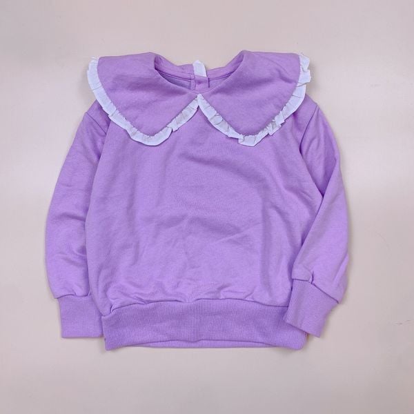 ABG44 - Áo nỉ da cá L.C cổ sen phối bèo trắng 3 màu size 100 - 160