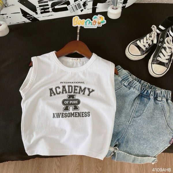 4109AHB - Áo ba lỗ in giữa thân Beemo size 80-130