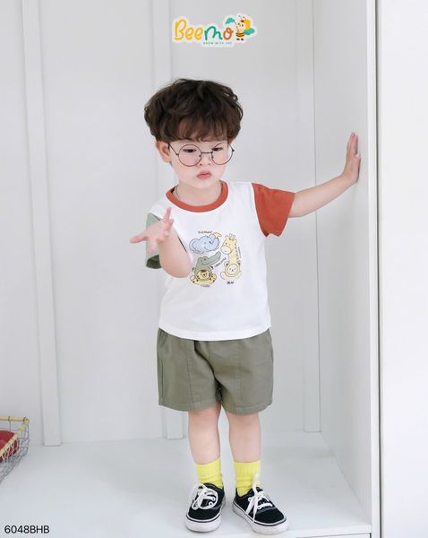 6048BHB - Bộ thun Beemo in con vật ngộ nghĩnh size 1-6y