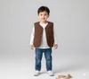 AKBT21 - Áo gile lông vũ siêu nhẹ 2 màu nâu/be cho bé size 90-130