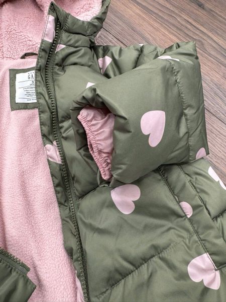 AK40 - Áo khoác phao lót nỉ Baby 2 màu hồng, rêu bé gái size 1-5y