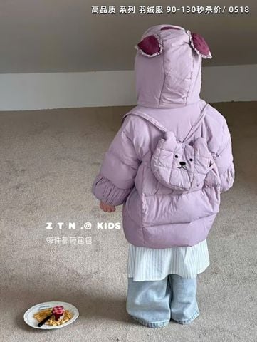 AK26 - Áo khoác phao lông vũ Enenyu Kids kèm balo cho bé gái size 90-130