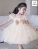 MLS 5324 - Váy công chúa Melisa màu be sao đính nơ bé gái size 2-12y