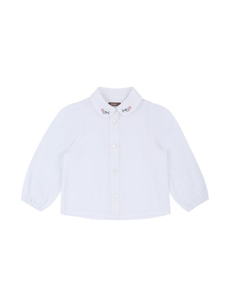 ABG41 - Áo sơ mi thô đũi Toto Heros trắng cổ sen thêu hoa hồng size 110 - 150