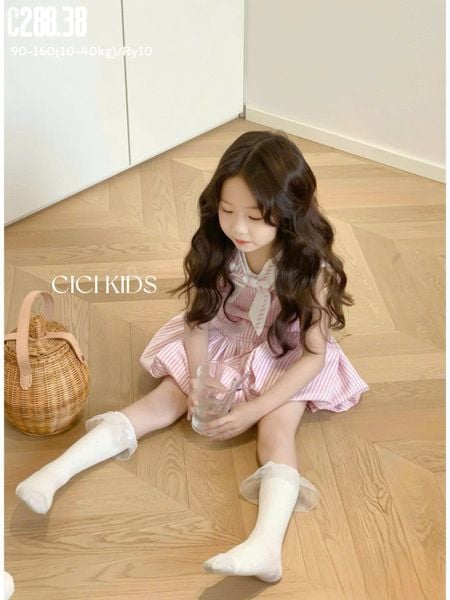 C288 - Váy Sofia Candy thô mềm ngắn tay cổ thủy thủ bé gái size 1-10y