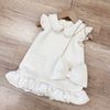 S93 Tiny Winy - Váy dạ phối tay bèo màu kem viền bèo gấu + túi nơ size 1-10y