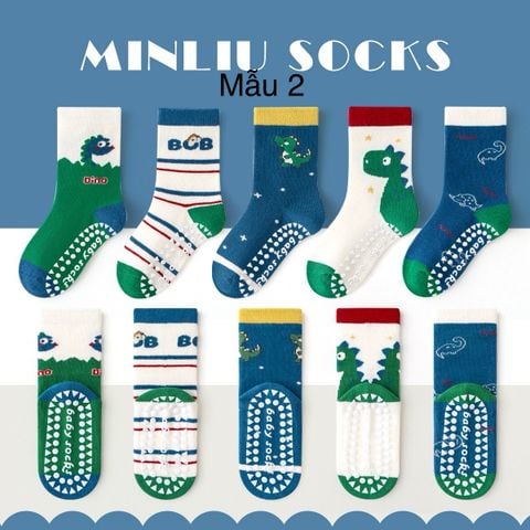 SH2511PK01 - Set 5 đôi tất Minliu Kidsocks dành cho trẻ em, chất liệu cotton+polyester+spandex, NSX Man Luu Textile Company Limited