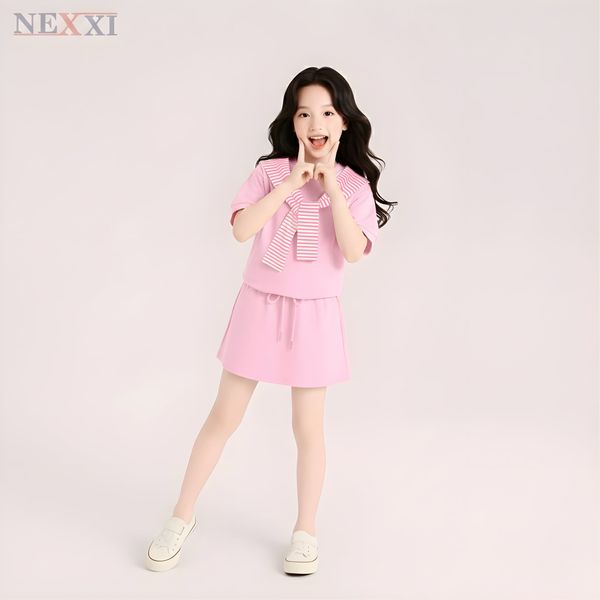 2604.8 - Set bộ Nexxi váy thun dây vai sọc bé gái size 3-14y