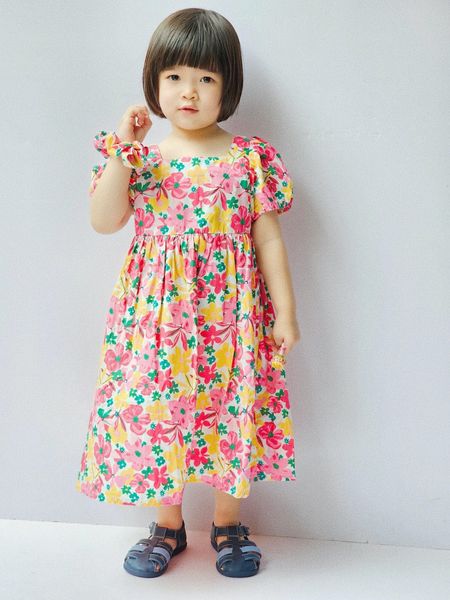V00025 - Váy thô hoa đỏ kèm chun buộc tóc size 110-150