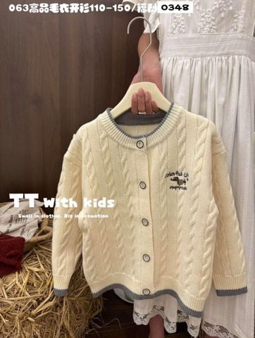 Z929 - Áo len văn thừng 2 màu ghi / kem Colorful size 110 - 150