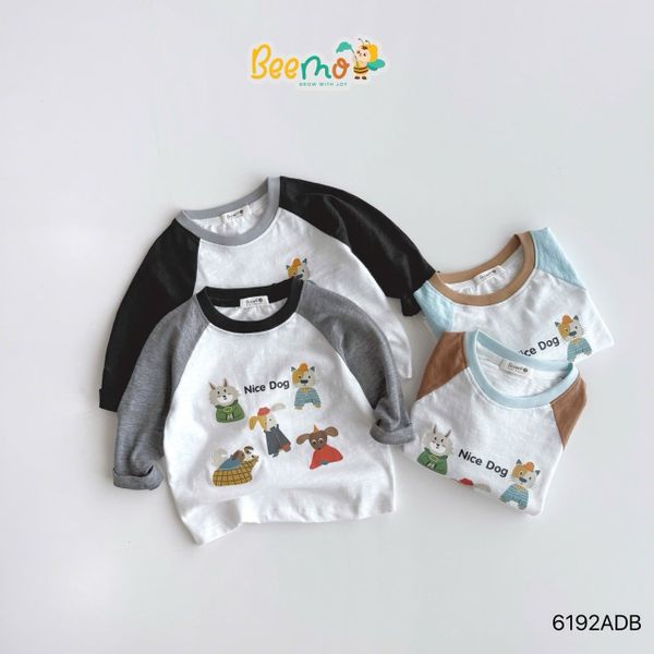 6192ADB - Áo cotton Beemo raglan Nice Dog nhiều màu bé trai size 1-6y