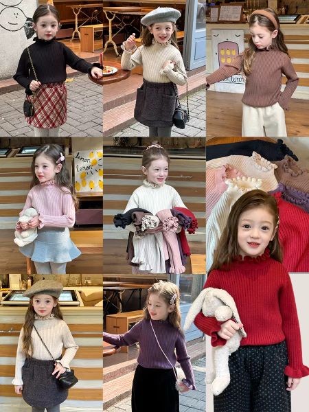 24A169 - Áo len dệt kim cho bé gái (áo chui đầu), chất liệu sợi tổng hợp size 90-160, không thương hiệu, NSX Huzhou Zhili Kujun Clothing Co., Ltd