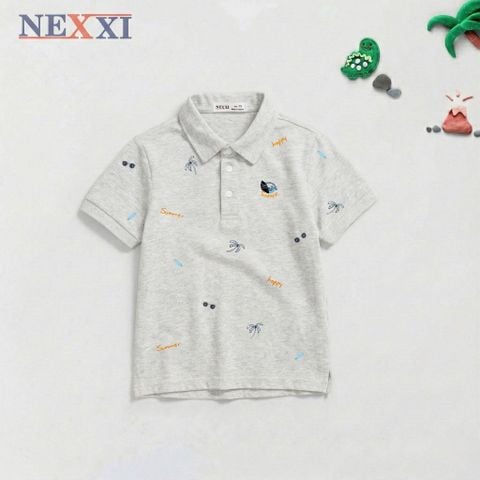 2603.82 - Áo thun Nexxi cổ bẻ họa tiết biển happy size 9-14y
