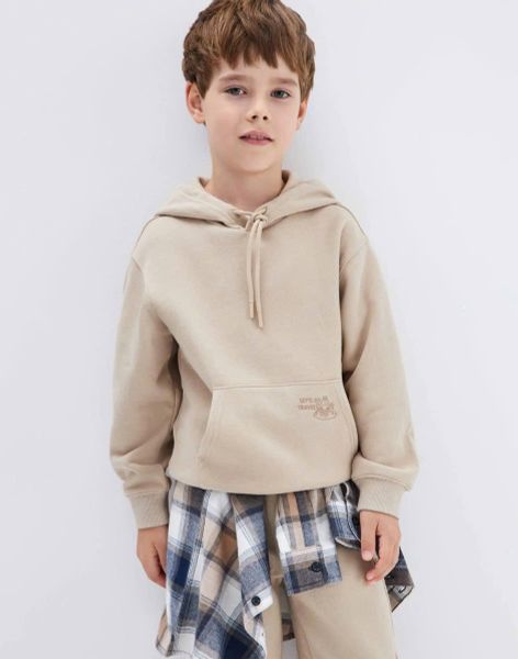 BBT06 - Bộ nỉ bông hoodie GGJJ 2 màu be/xanh bé trai size 2-8y