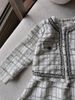 V00165 - Set áo khoác + chân váy dạ tweed kem phối đen size 1 - 10y