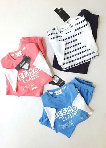 BM2604ST01 - Bộ quần áo cotton Beemon cổ tròn phối tay phối gấu size 120-170