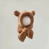 PK08 - Mũ choàng lông liền khăn tai gấu trơn màu cho bé Free size 2 - 6y