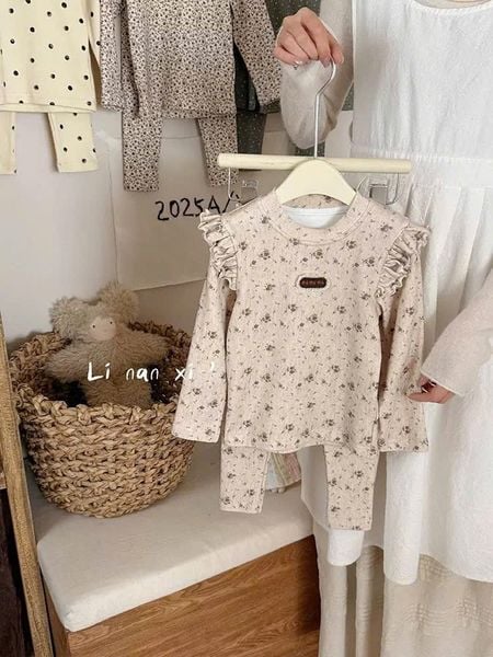 88169 - Bộ thun dày Linanxi bèo vai nhiều màu cho bé size 90-140