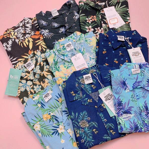 ABT53 - Áo sơ mi thô đũi, lanh Piping Hot hoa lá summer BT size 1-16y