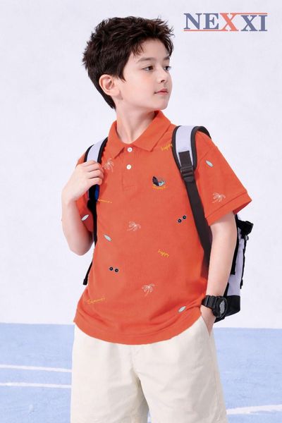 2603.81 - Áo thun Nexxi cổ bẻ họa tiết biển happy size 3-8y