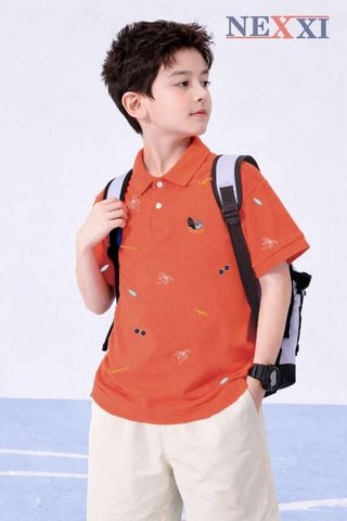 2603.81 - Áo thun Nexxi cổ bẻ họa tiết biển happy size 3-8y