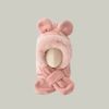 PK07 - Mũ choàng lông liền khăn tai gấu phối viền cho bé Free size 2 - 6y