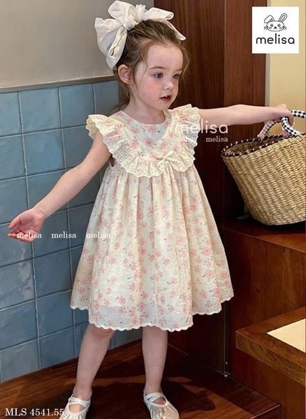 MLSDCC.4541 - Váy Melisa hoa hồng ngực phối ren size 2 - 12y