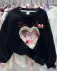 ABG07 - Áo nỉ hai da Hello Kitty màu đen cho bé gái size 110-150