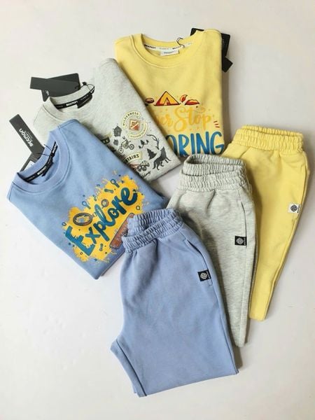 BM2605ST09 - Bộ nỉ da cá Beemon cổ tròn trẻ em size 120-170